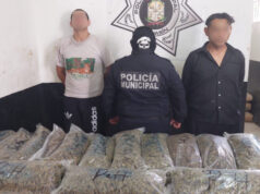 Policía de Kanasín detiene a dos sujetos con 14 kilos de mariguana